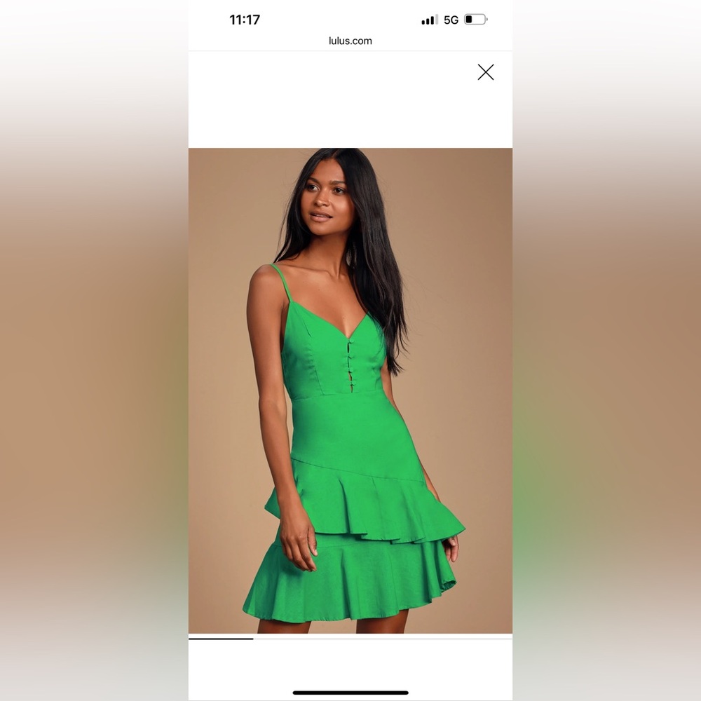 Brielle Green Ruffled Skater Dress